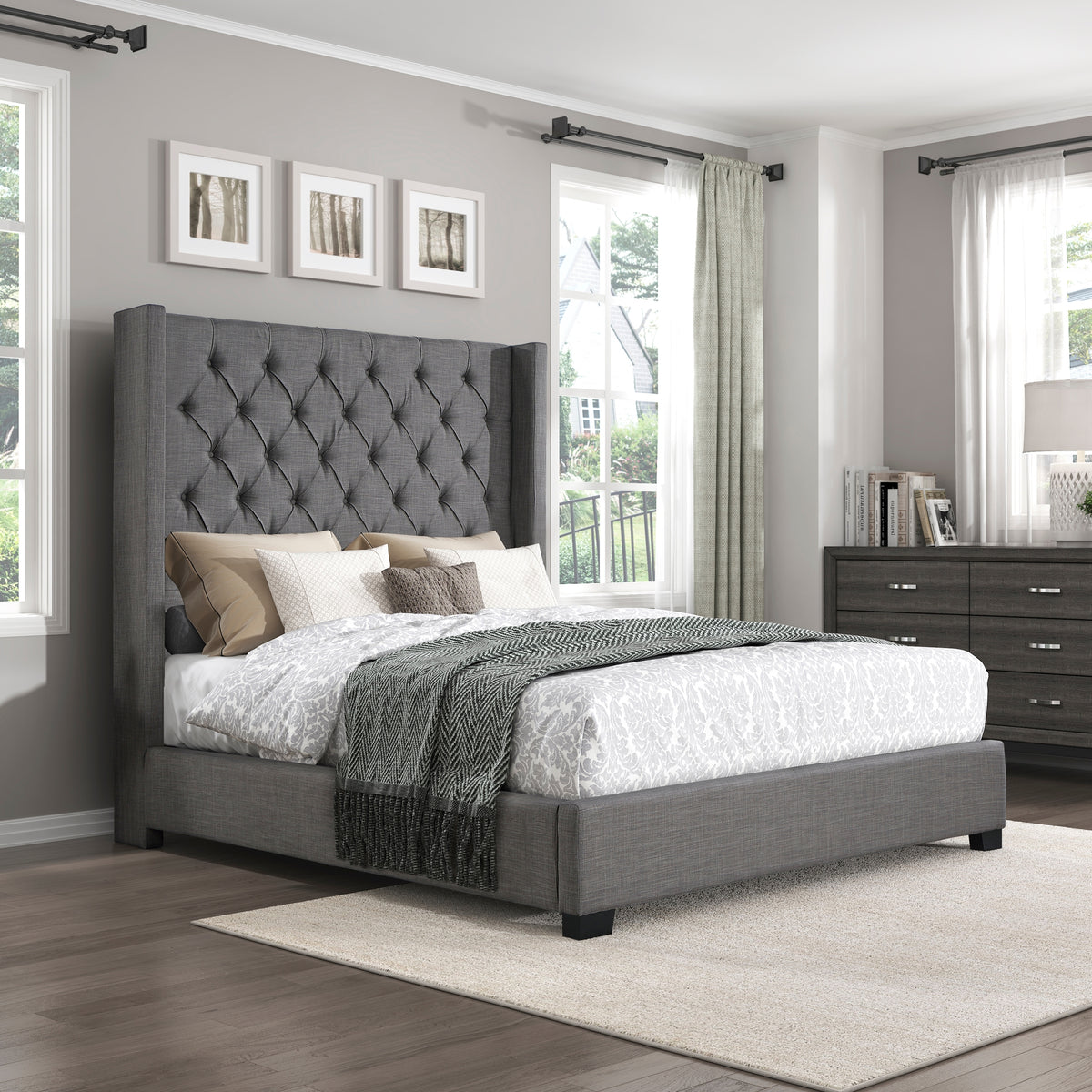 Homelegance Faustina Queen Bed In Gray