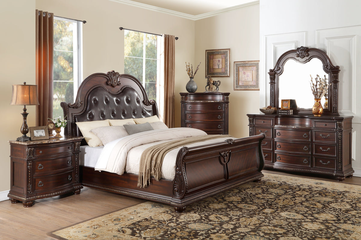 Homelegance Cavalier Queen Sleigh Bed In Brown