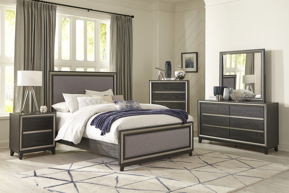 Homelegance Dresser Ebony Oak Veneer Silver Banding Modern Contemporary 1536-4