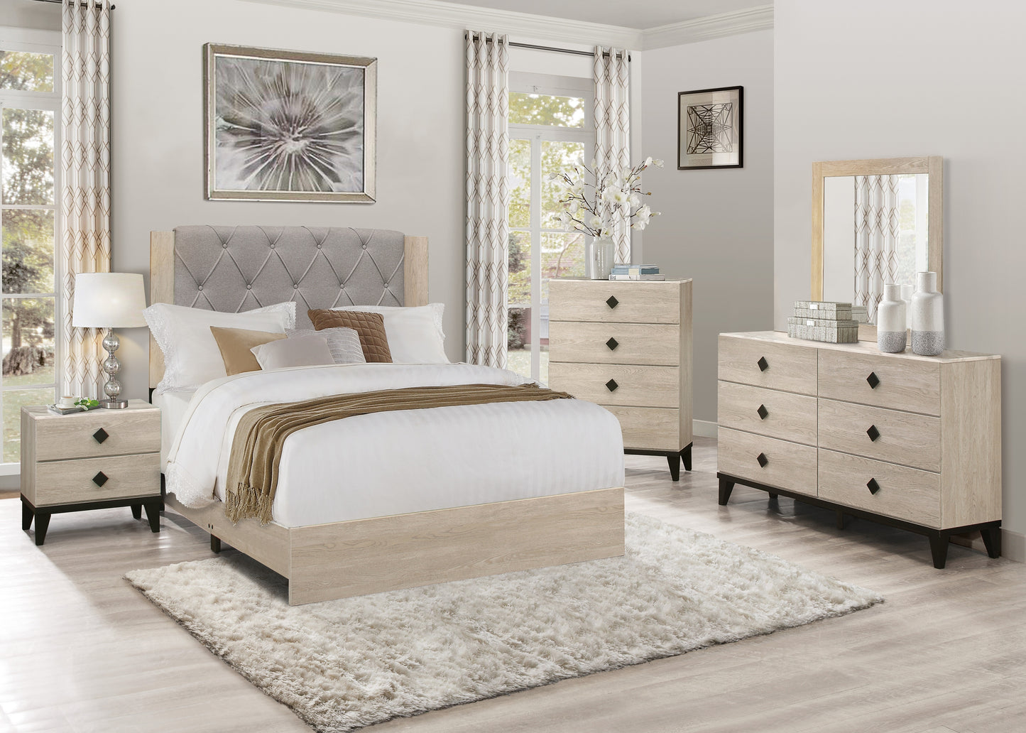 Homlegance Chest Whiting Collection In 2-Tone Finish Cream And Black