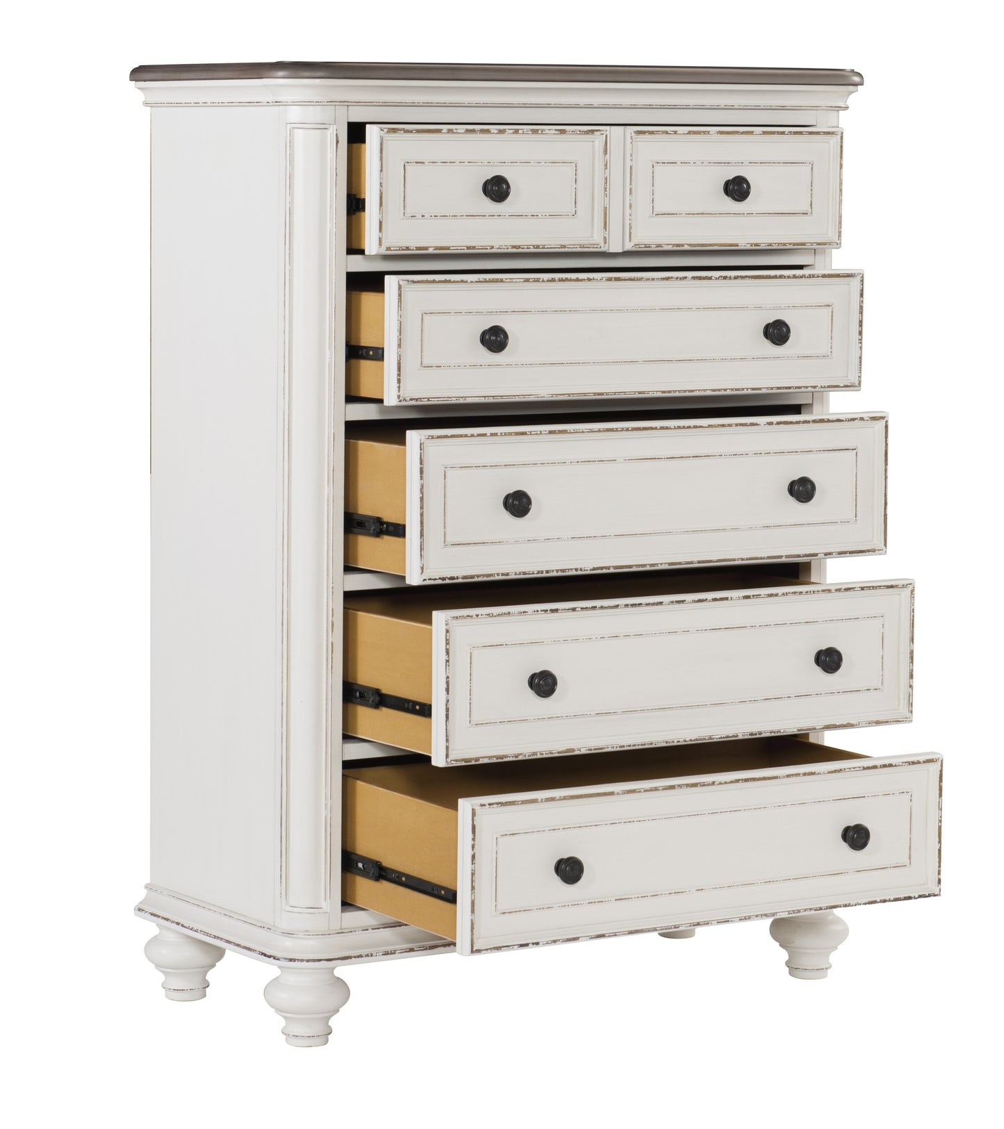 Homlegance Chest Baylesford Collection In 2-Tone Finish Antique White And Brown-Gray