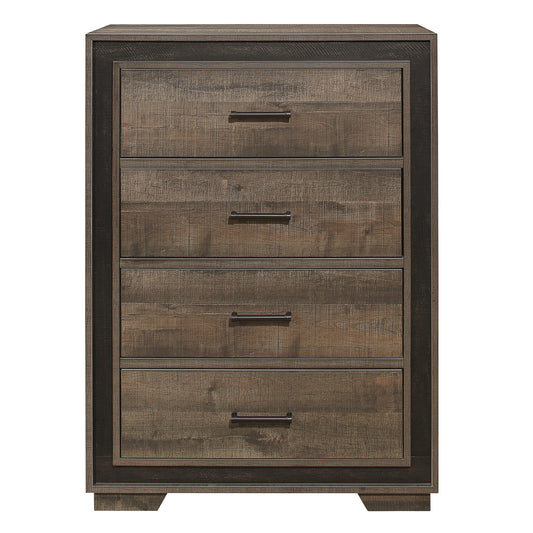 Homlegance Chest Ellendale Collection In 2-Tone Finish Rustic Mahogany And Dark Ebony