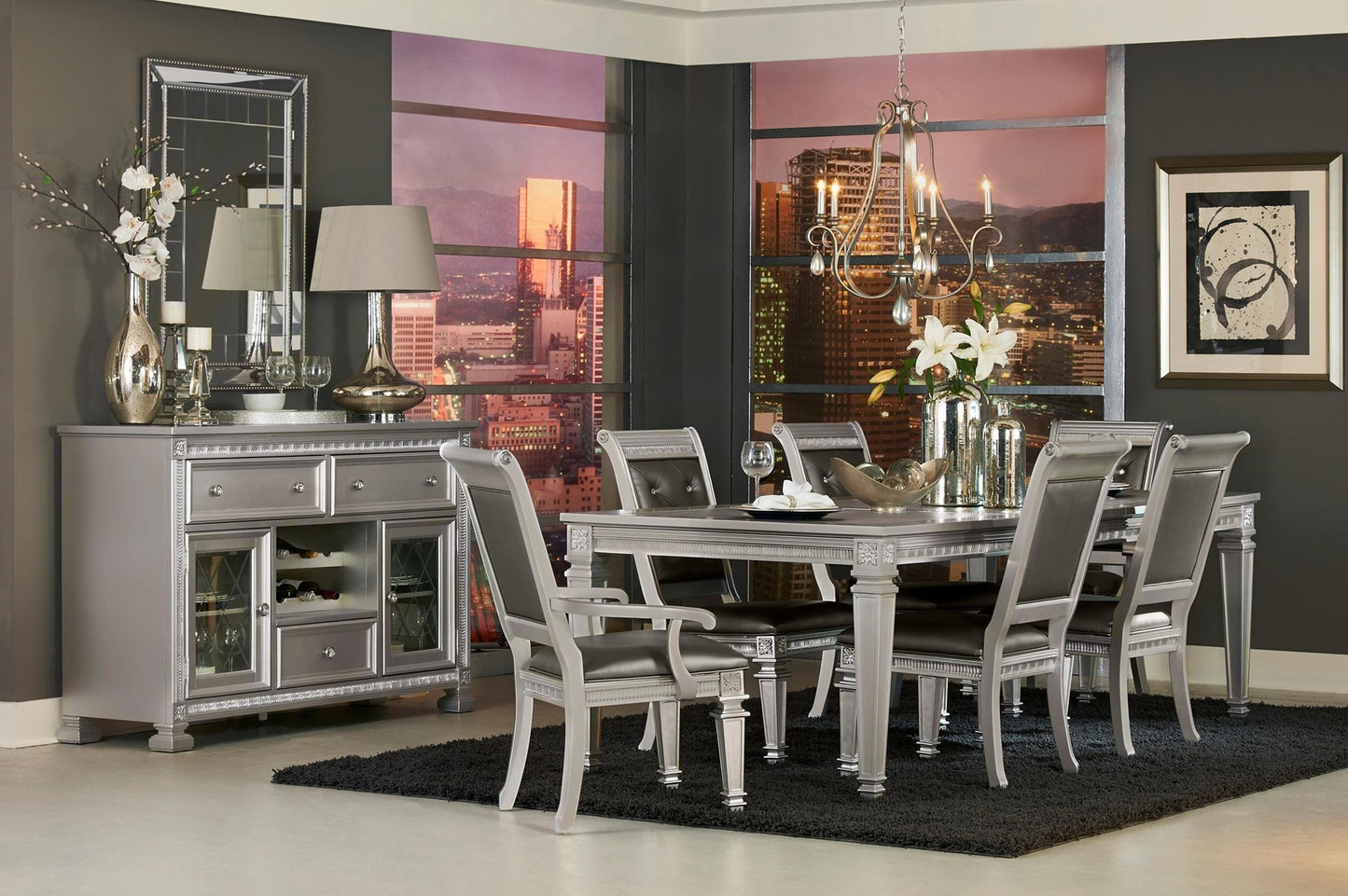 Homelegance Bevelle Server in Silver