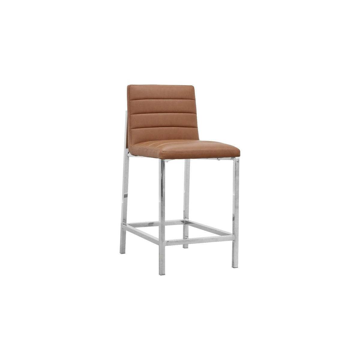 Modus Amalfi 5pc 48"Round Counter Glass Tbl & 4 Metal Back Stool Set-cognac