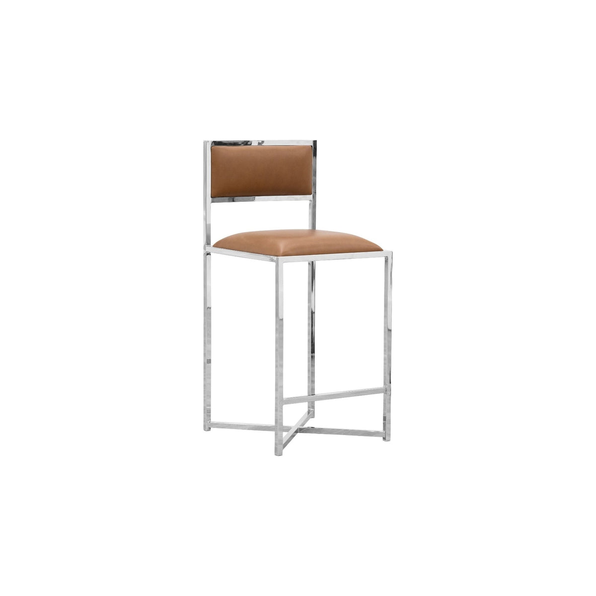 Modus Amalfi 5PC 48" Round Counter Marble Tbl & 4 X-Base Stool Set-Cognac