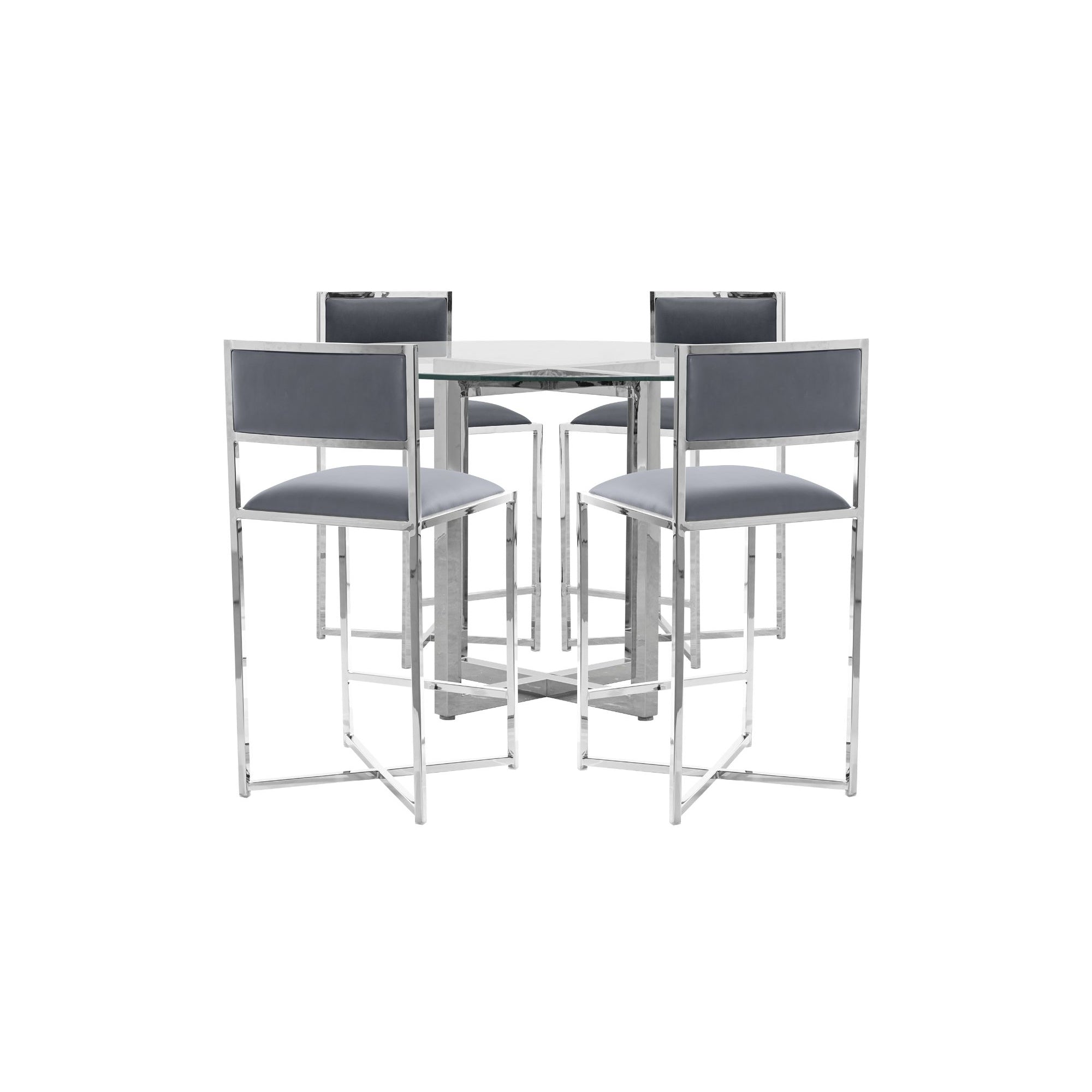 Modus Amalfi 5pc 48 Round Counter Glass Table And 4 X Base Stool Set Co The Furniture Space 8677