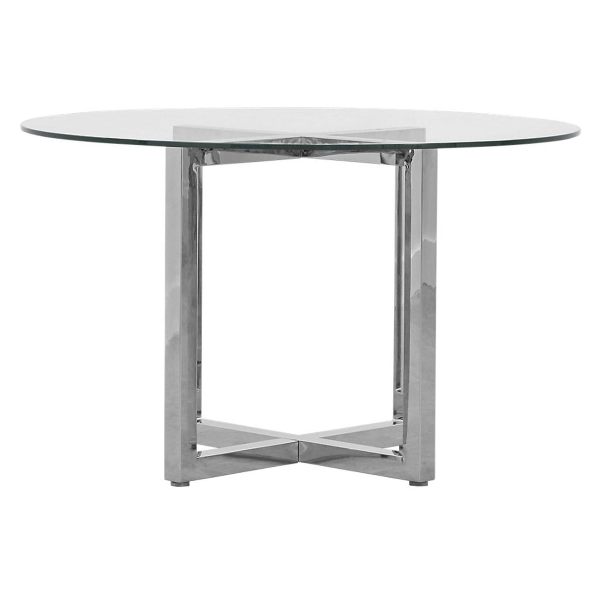 Modus Amalfi 5PC 48" Round Glass Table & 4 Metal Back Chair in Cognac