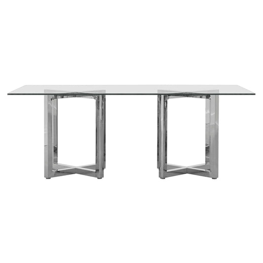 Modus Amalfi 78" Rectangle Table w Glass Top in Taupe