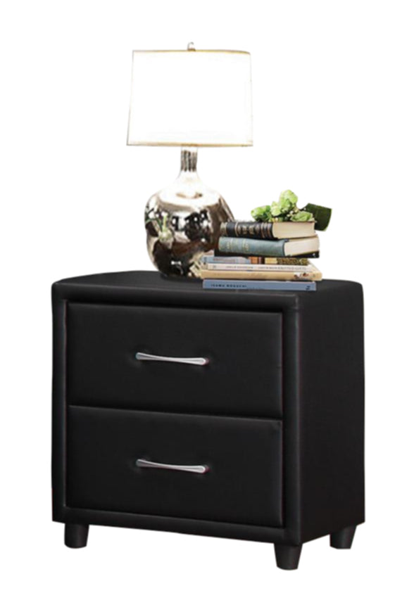 Homelegance Lorenzi 4PC Youth Bedroom Set Twin Platform Bed, Dresser, Mirror, Nightstand in Black Vinyl