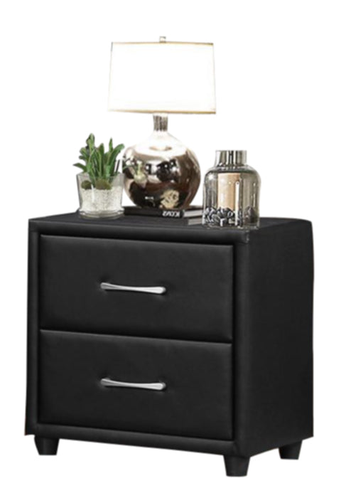 Homelegance Lorenzi Nightstand in Black Vinyl