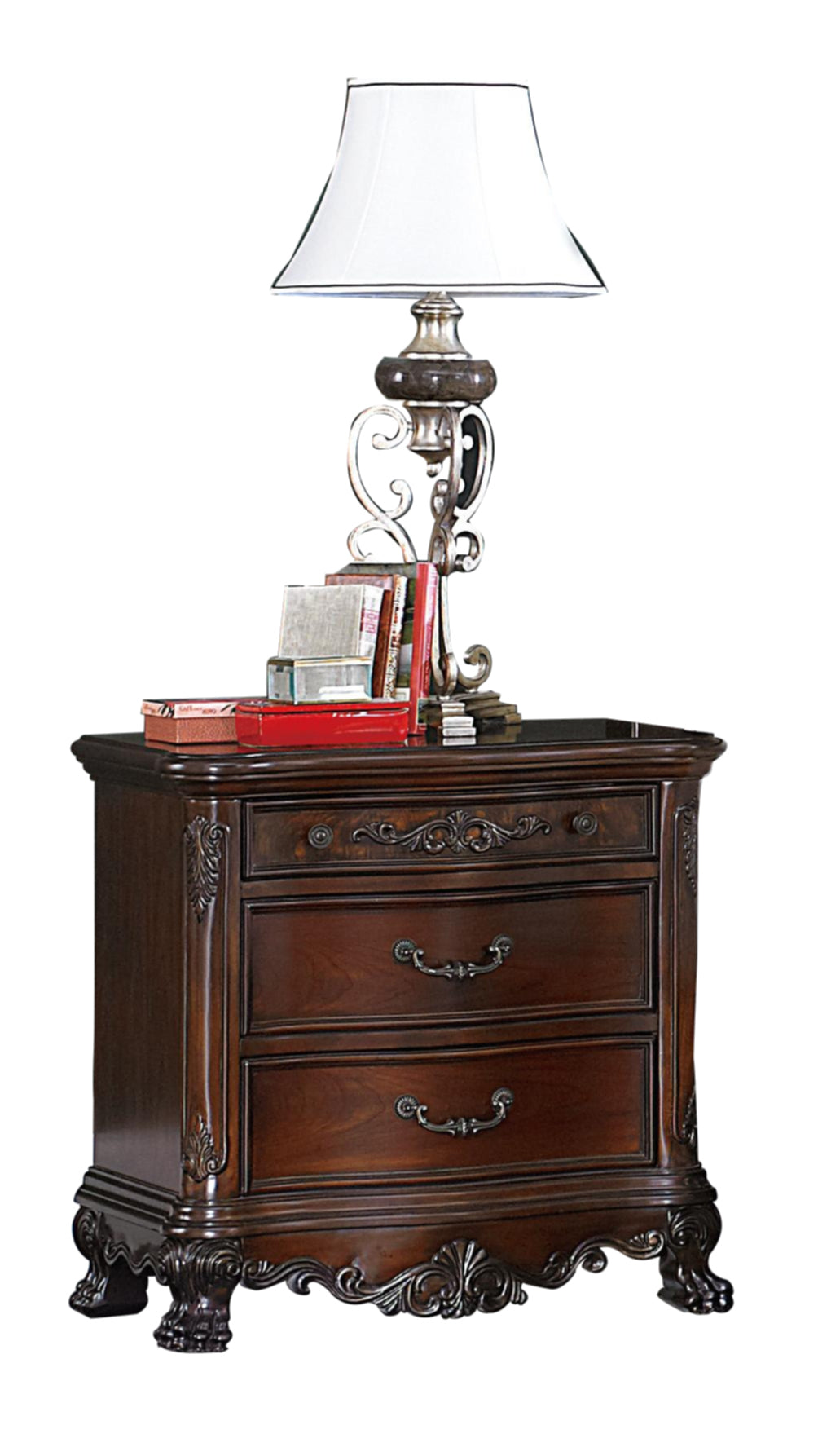 Homelegance Deryn Park 4PC Bedroom Set E King Poster Bed, Dresser, Mirror, Nightstand in Cherry