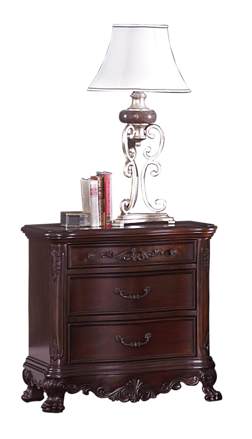 Homelegance Deryn Park 4PC Bedroom Set E King Sleigh Bed, Dresser, Mirror, Nightstand in Cherry
