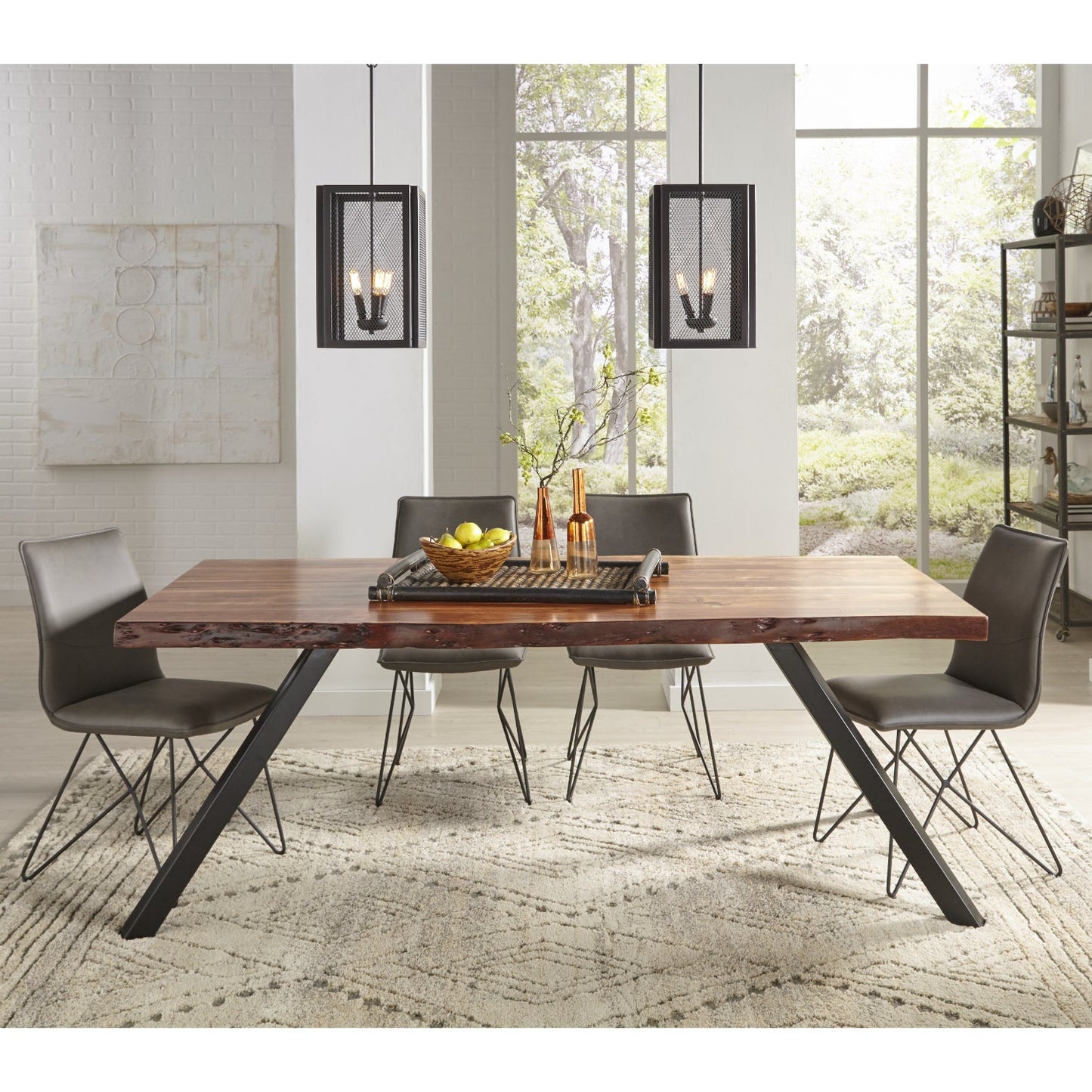 Modus Reese 3PC Rectangular Dining Table and Bench in Natural Acacia