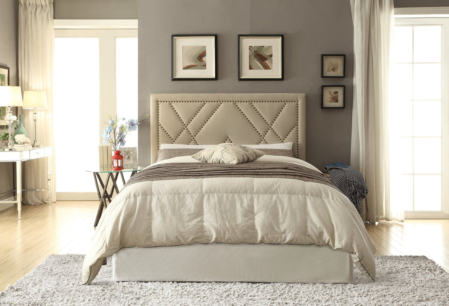 Modus Geneva Cal King Vienne Headboard Bed in Powder