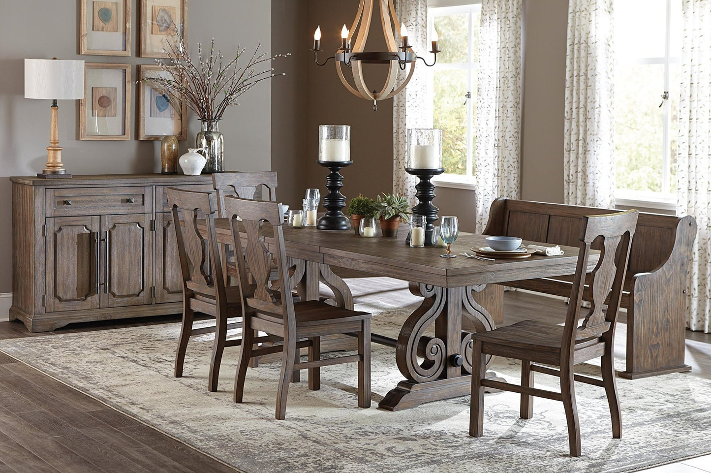 Homelegance Toulon Server in Distressed Oak