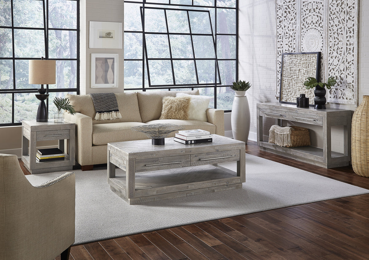 Modus Alexandra 3PC Rectangular Coffee, End & Console Table in Rustic Latte