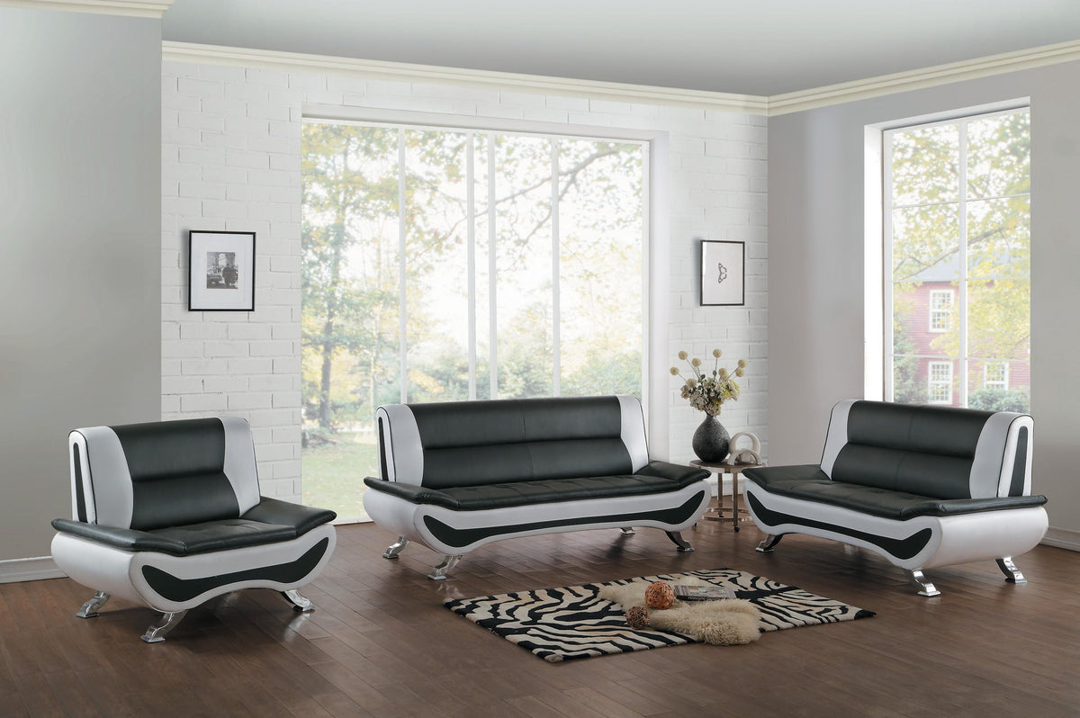 Homelegance Veloce Park Love Seat in Black & White Leather