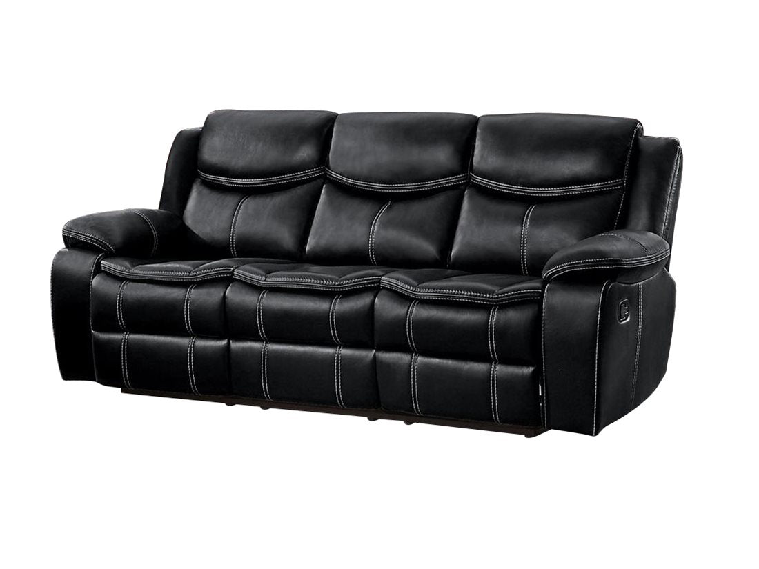 Homelegance Bastrop 2PC Double Reclining Sofa & Glider Reclining Chair in Leather - Black