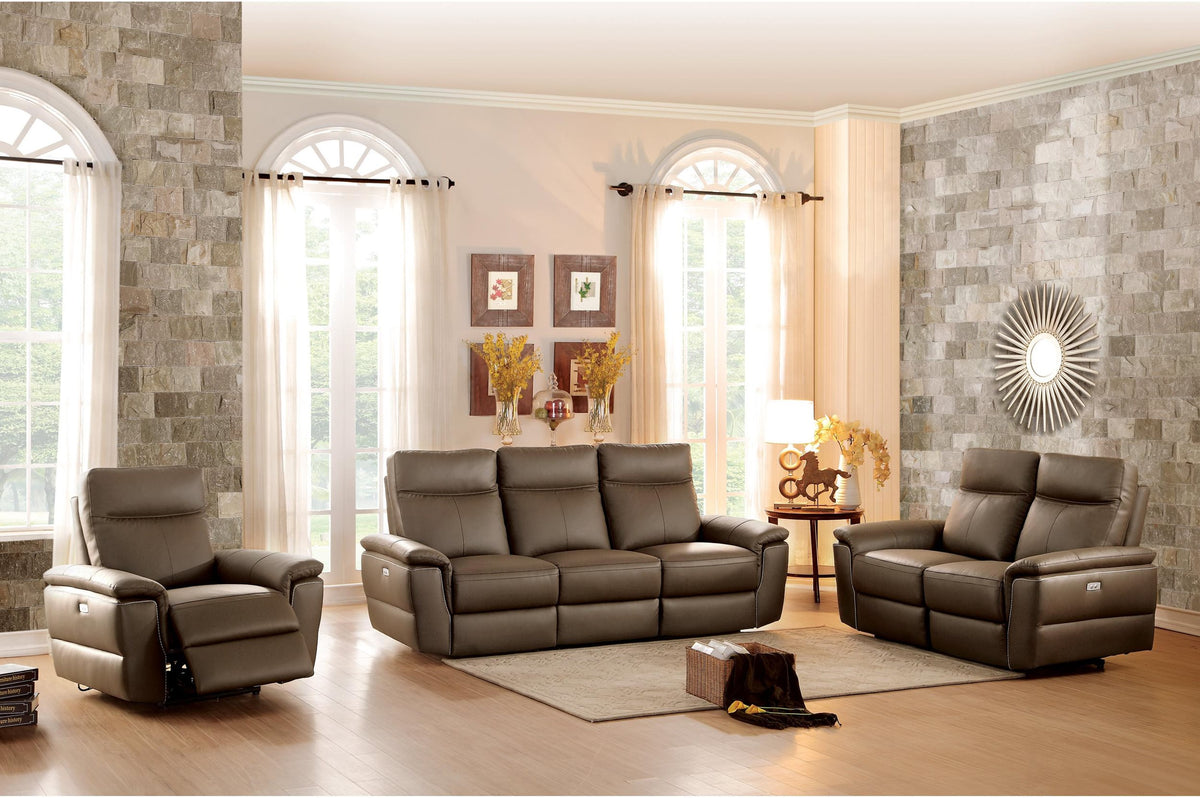 Homelegance Olympia Power Reclining Chair in Top Grain Leather - Raisin