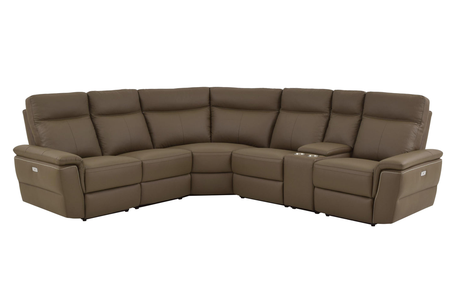 Homelegance Olympia 6PC Power Sectional Left & Right Recliner Chair, Console, 2 Chair, Corner in Brown Taupe Top Grain Leather