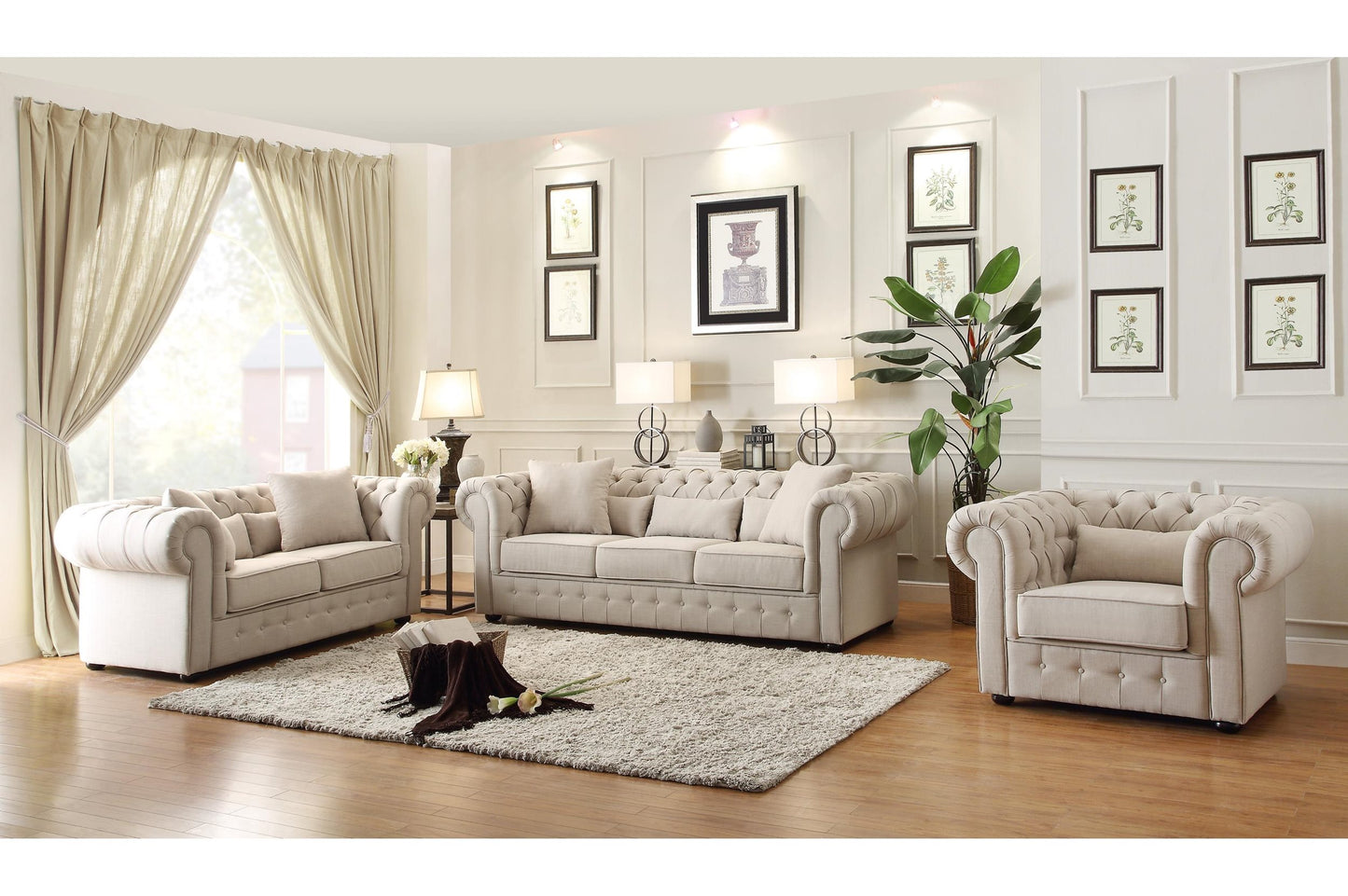 Homelegance Savonburg Park Sofa in Natural Fabric
