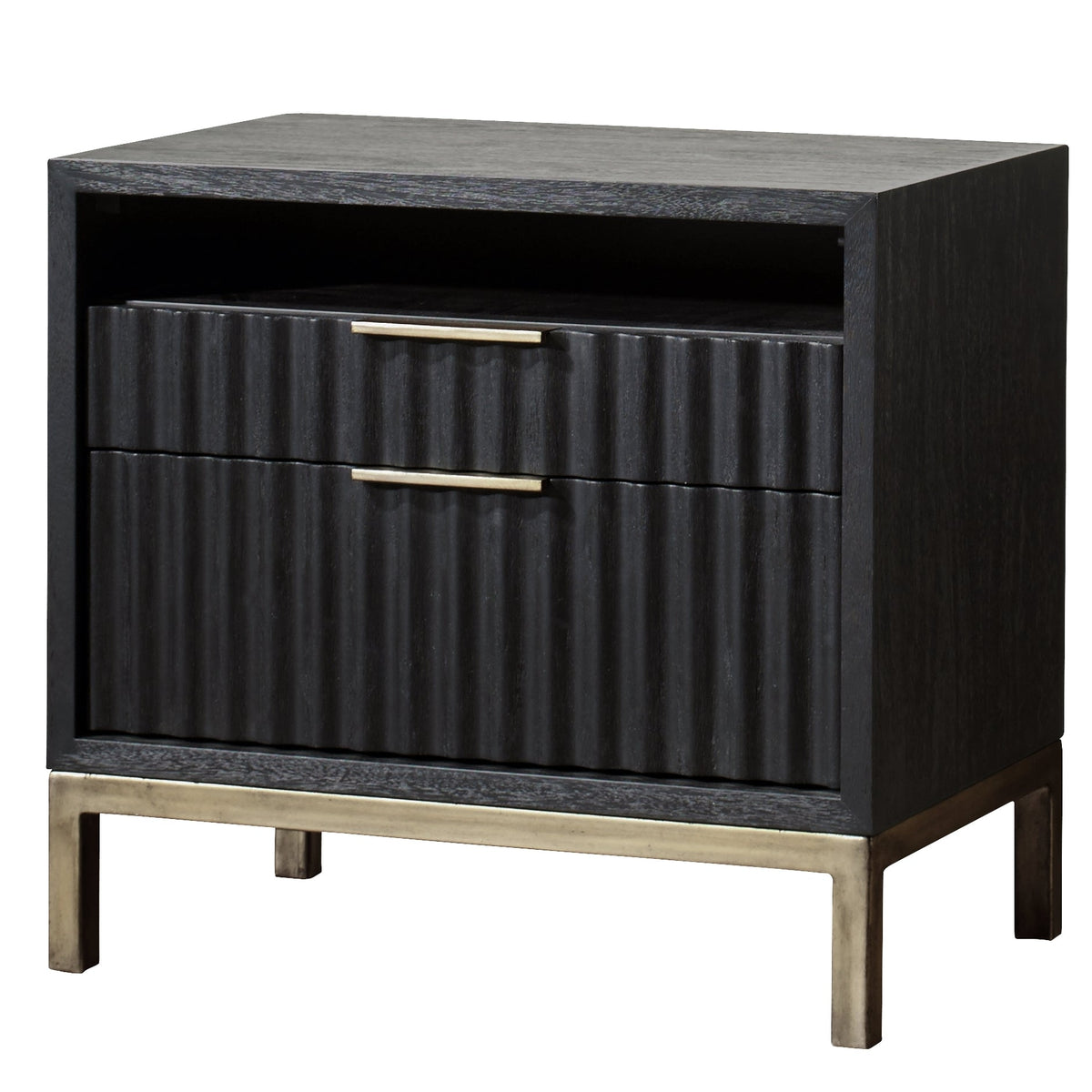 Modus Kentfield 4PC Full Bedroom Set with Nightstand in Black Drifted Oak