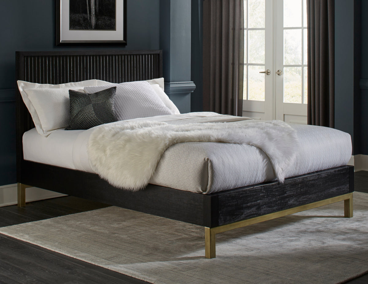 Modus Kentfield Cal King Bed in Black Drifted Oak