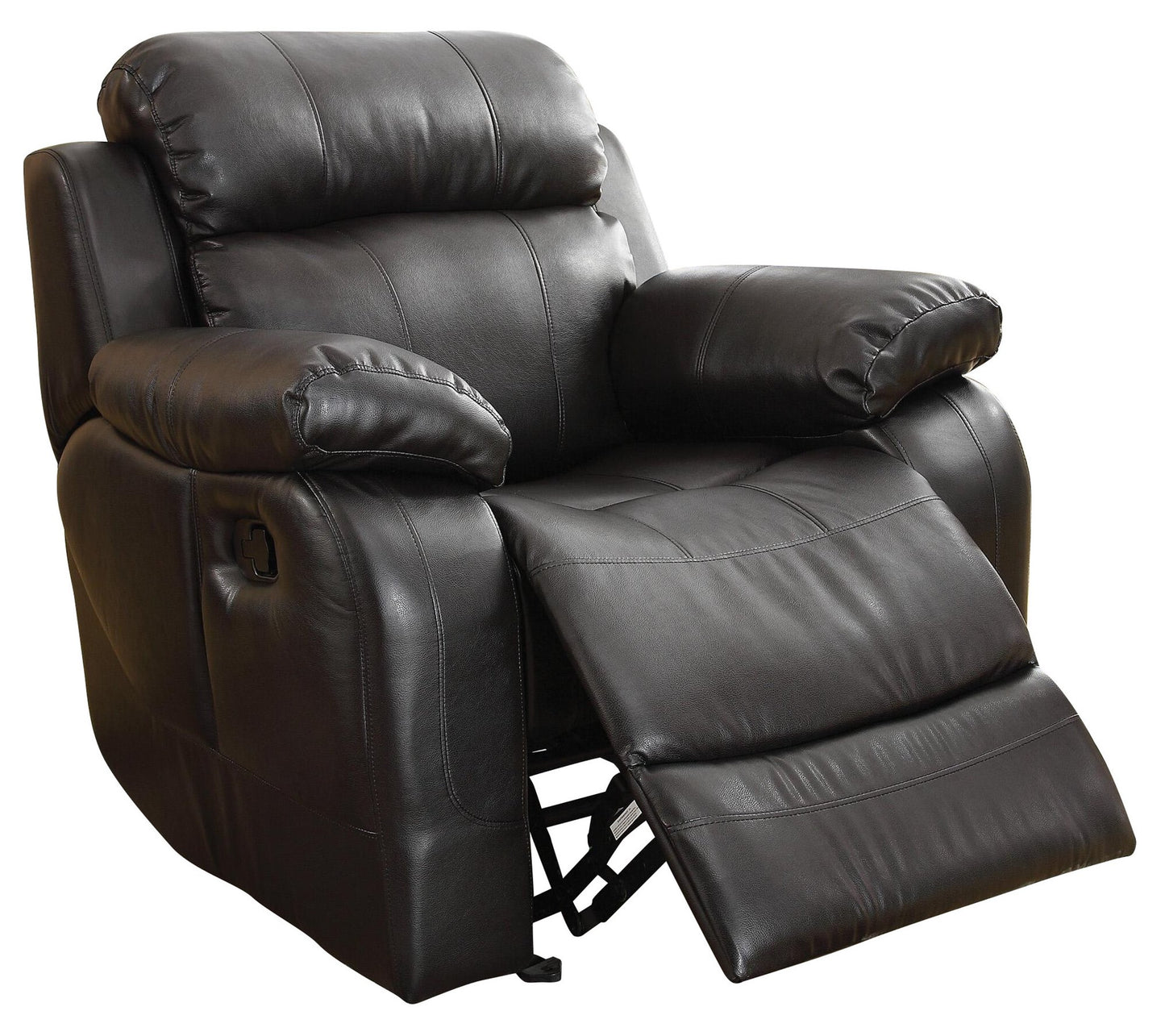 Homelegance Marille2PC Set Double Reclining Sofa with Drop-Down Cup Holders & Glider Recliner Chair in Leather - Black