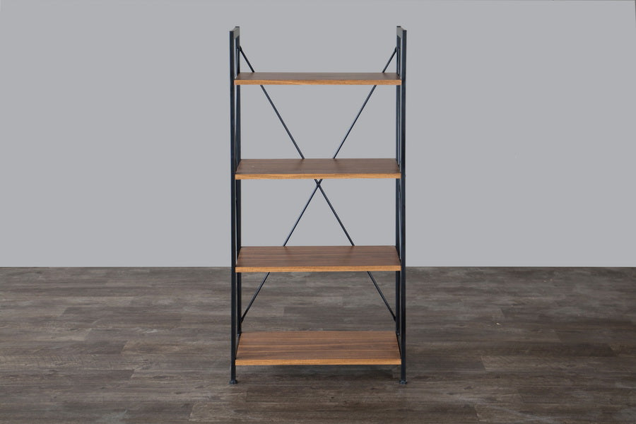 Modern Industrial Bookshelf in Coffee & Black