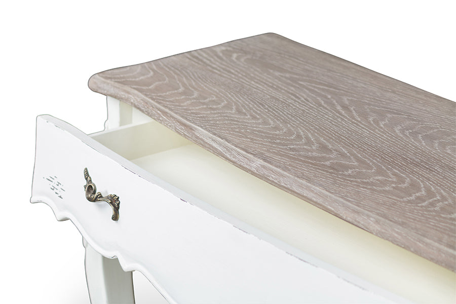 Traditional Shabby Chic Console Table in White/Light Brown