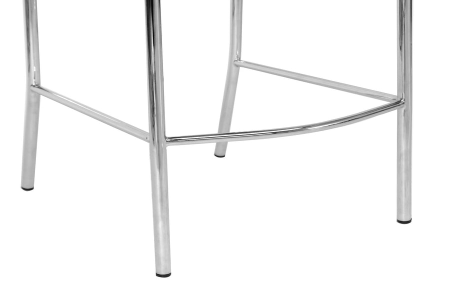 Modern 2 Stainless Steel Counter Height Stool in Black Faux Leather