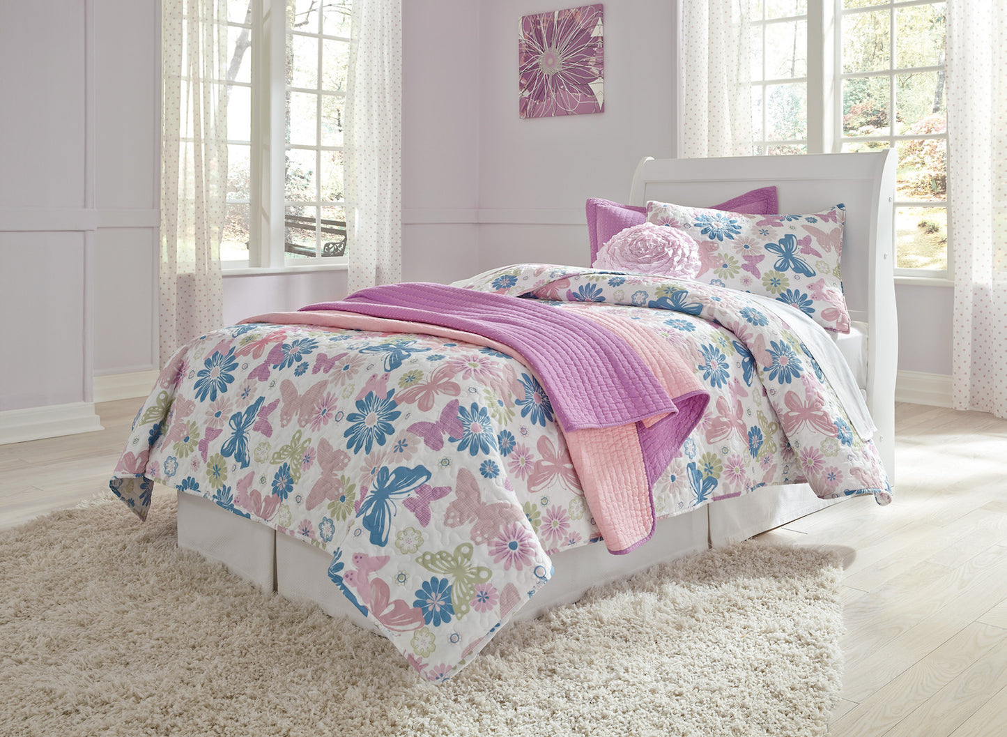 Ashley Anarasia Twin Sleigh Headboard In White