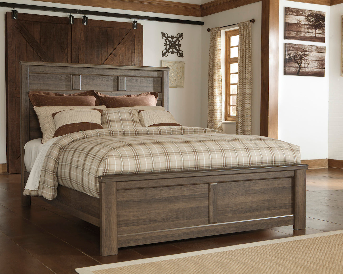 Ashley Juararo E King Panel Bed In Dark Brown