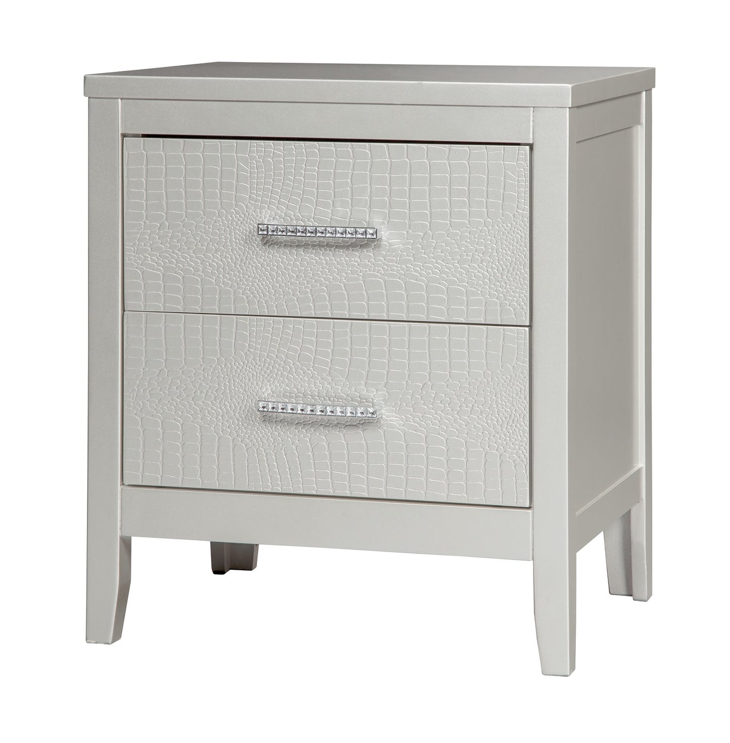 Ashley Olivet 6PC Bedroom Set Full Panel Bed Two Nightstand Dresser Mirror Chest in Silver