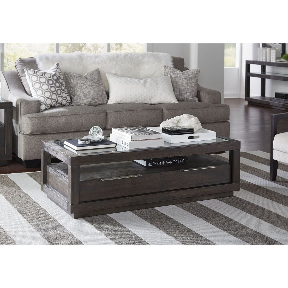 Modus Oxford 3PC Coffee, End & Console Table in Basalt Grey