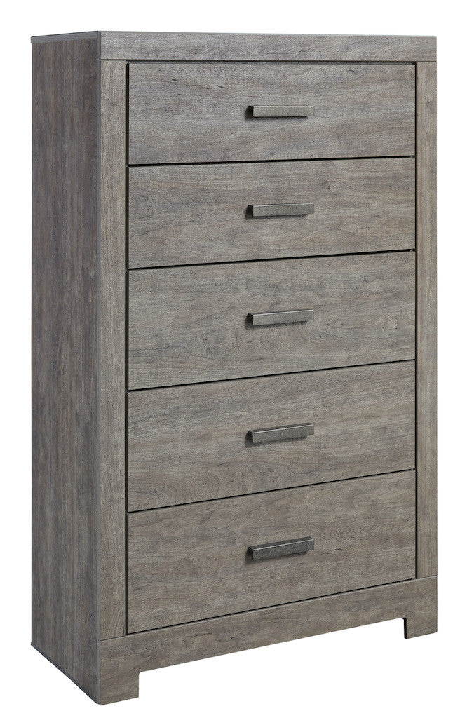 Ashley Culverbach 5PC E King Panel Headboard Bedroom Set with Chest in Gray - The Furniture Space.