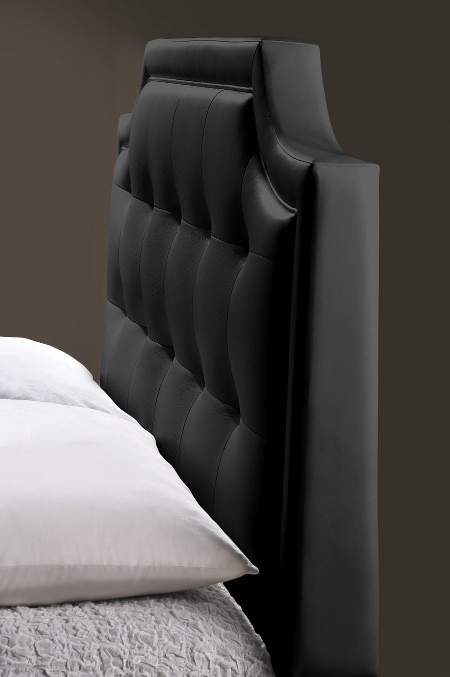Transitional Upholstered Queen Size Bed in Black Faux Leather