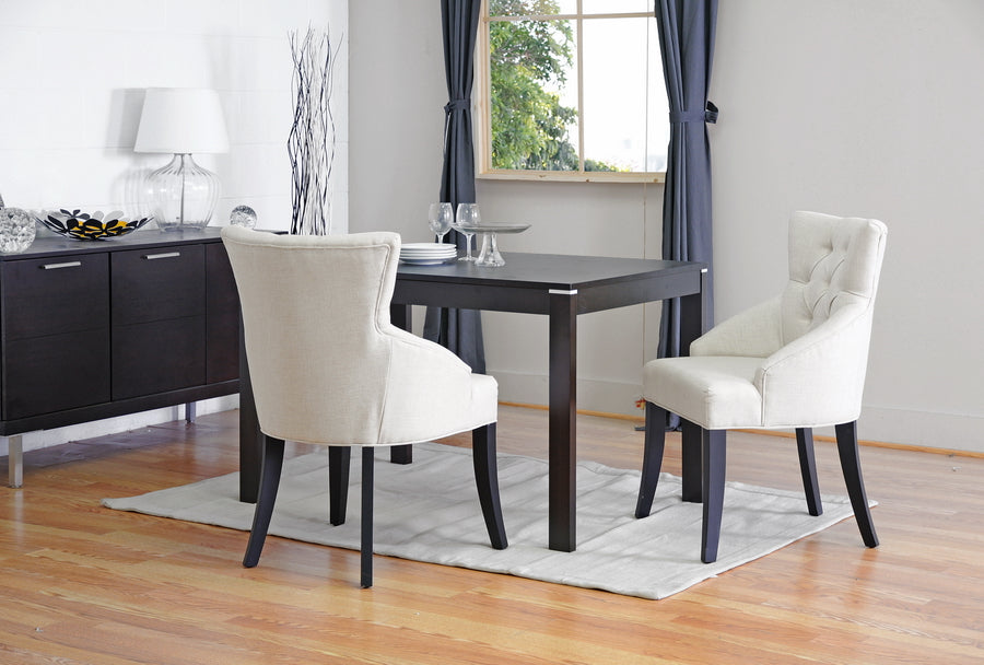 Contemporary 2 Dining Chairs in Beige Linen Fabric - The Furniture Space.
