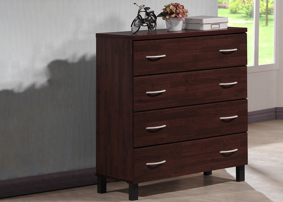 Contemporary 4 Drawer Storage Chest in Brown - The Furniture Space.