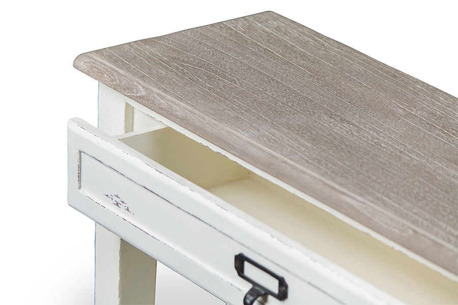 Traditional French Console Table in White/Light Brown bxi6028-111