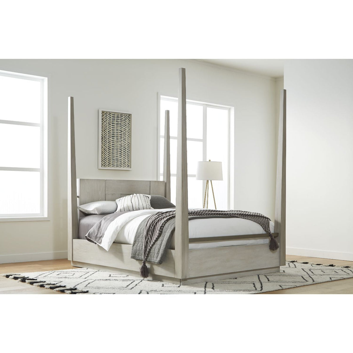 Modus Destination King Poster Bed in Cotton Grey