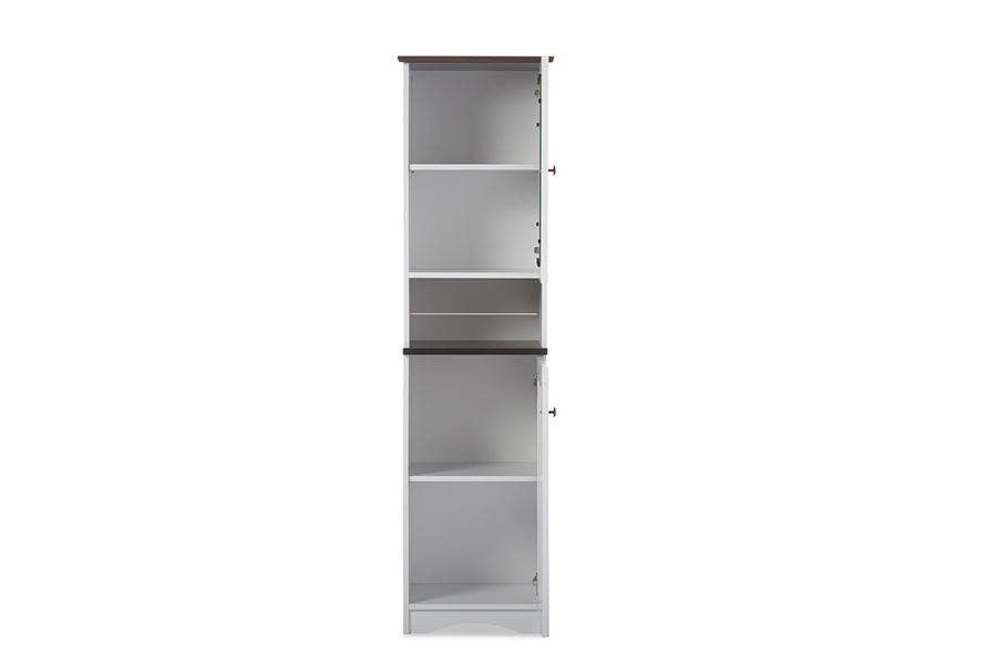 Contemporary Kitchen Buffet & Hutch Storage Cabinet in White & Wenge