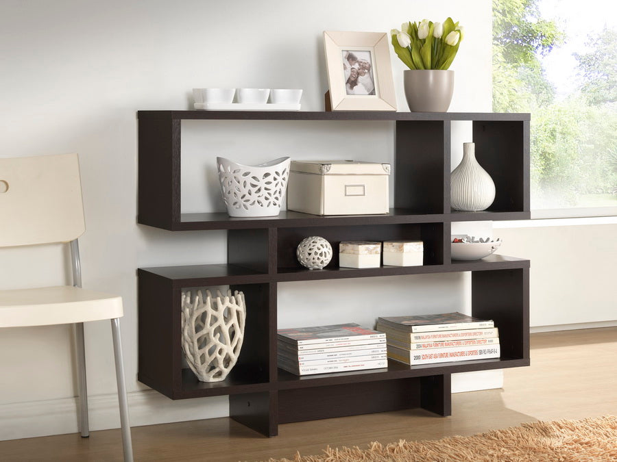 Modern 4 Shelf Bookshelf in Dark Brown