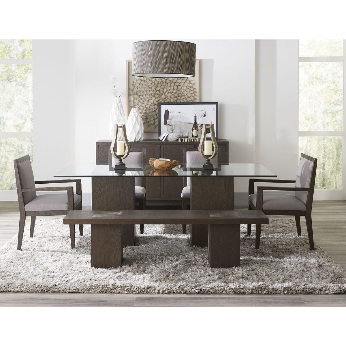 Modus Modesto 5 PC Rectangular Glass Dining Set in French Roast