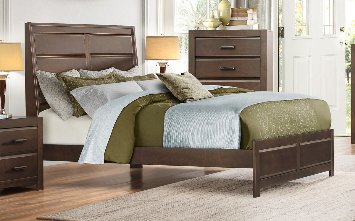Earth E King Panel Bed in Contemporary Brown