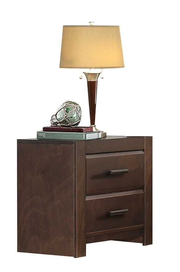 Earth 4PC Bedroom Set E King Panel Bed One Nightstand Dresser & Mirror in Contemporary Brown
