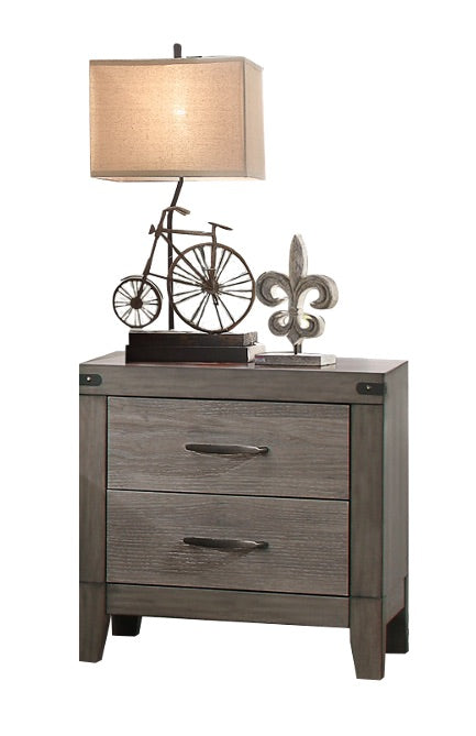 Walen Industrial 4PC Bedroom Set Full Bed, Dresser, Mirror, Nightstand in Grey