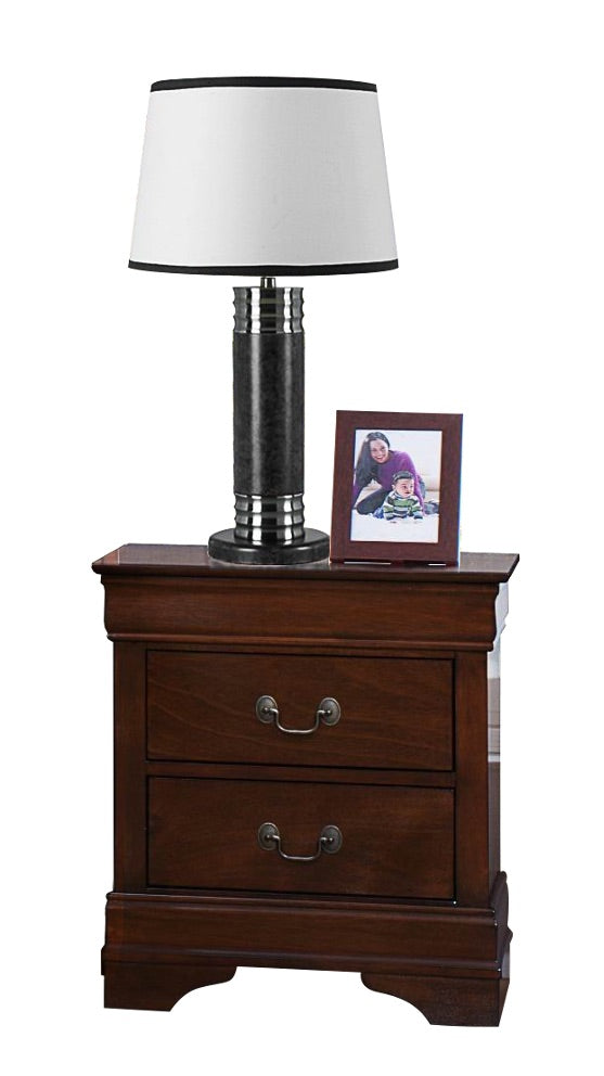 Manburg Louis Philippe 5PC Bedroom Set E King Bed, Dresser, Mirror, Nightstand, Chest in Burnish Cherry