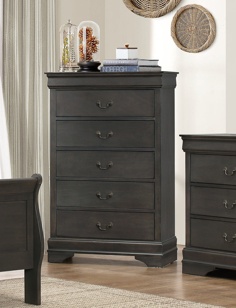 Manburg Louis Philippe Chest in Dark Brown Finish