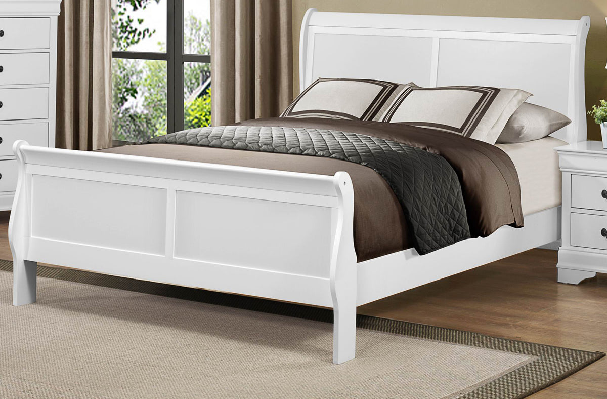 Manburg Louis Philippe Queen Sleigh Bed in Burnished White
